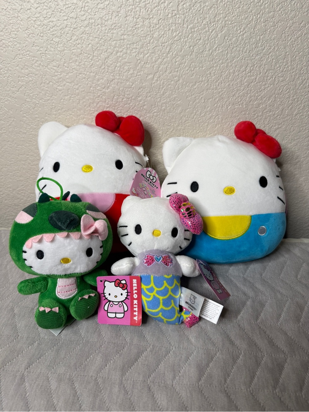 Hello Kitty Squishmallows Dinosaur & Mermaid Plush Bundle Lot New